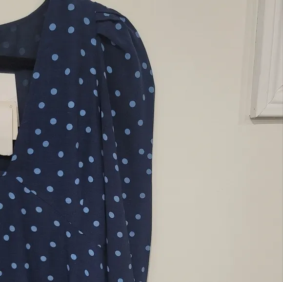 Zara navy blue polka dot dress