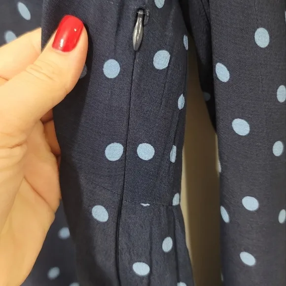 Zara navy blue polka dot dress