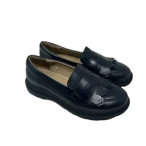 Zara Top Grade Leather Black Fringe Platform Loafers Size 36 / US 5.5