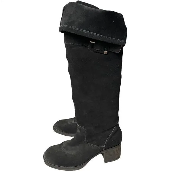 Zodiac Aussie Over the Knee Boots Black Sueded Buckle Heel Round Toe Size 9