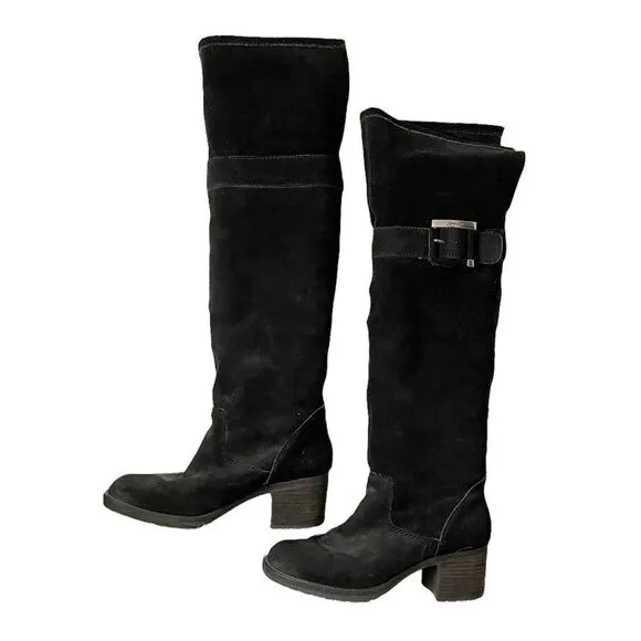 Zodiac Aussie Over the Knee Boots Black Sueded Buckle Heel Round Toe Size 9