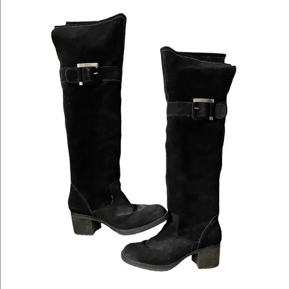 Zodiac Aussie Over the Knee Boots Black Sueded Buckle Heel Round Toe Size 9
