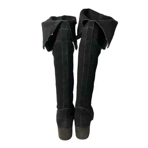 Zodiac Aussie Over the Knee Boots Black Sueded Buckle Heel Round Toe Size 9