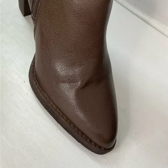ZODIAC Womens Brown Goring PaddedDion Pointed Toe Stacked Heel Zip-UpBoots 7 M