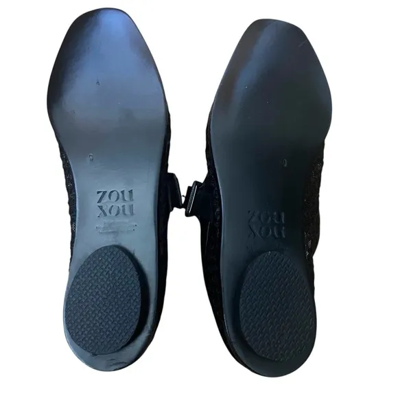 Zou Xou Black Mesh Mary Jane Eugenia Shoes Size 9
