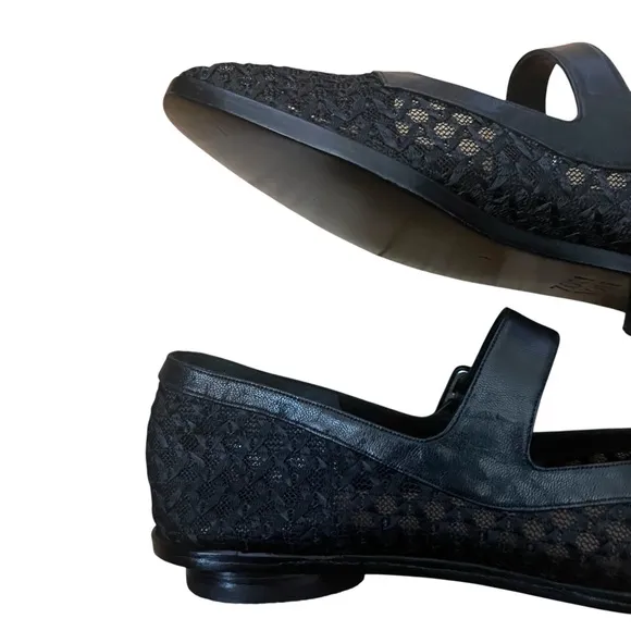 Zou Xou Black Mesh Mary Jane Eugenia Shoes Size 9
