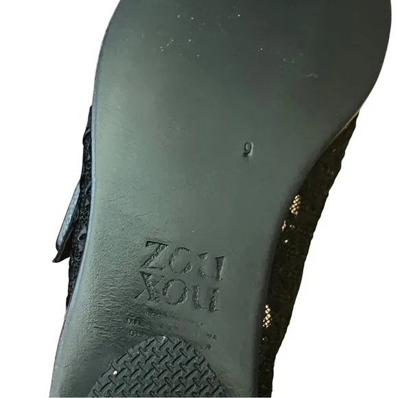 Zou Xou Black Mesh Mary Jane Eugenia Shoes Size 9