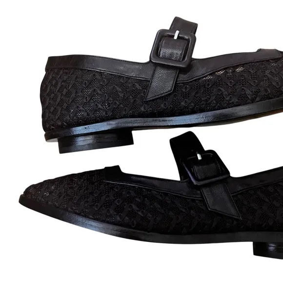 Zou Xou Black Mesh Mary Jane Eugenia Shoes Size 9