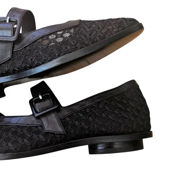 Zou Xou Black Mesh Mary Jane Eugenia Shoes Size 9