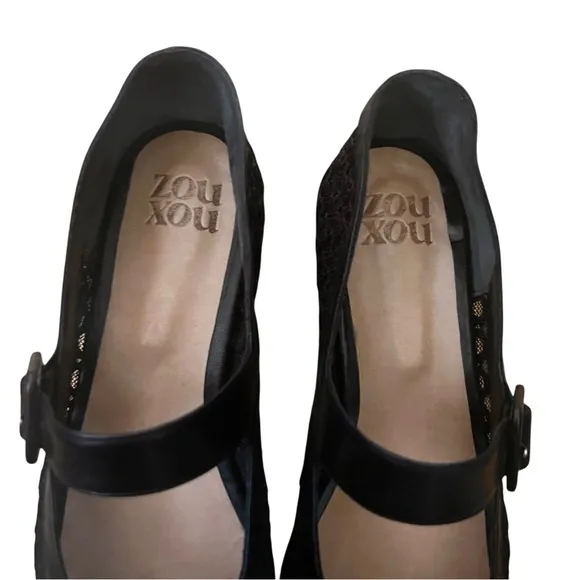 Zou Xou Black Mesh Mary Jane Eugenia Shoes Size 9